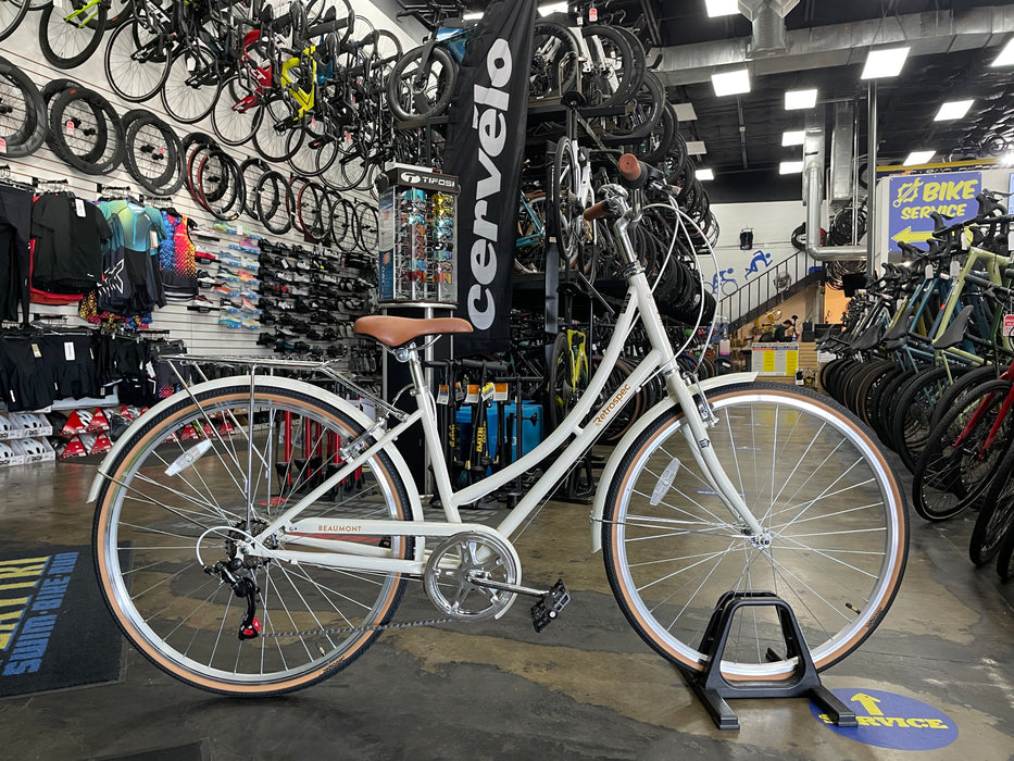 Retrospec Beaumont 7-Speed Step-Thru City Bike - Eggshell