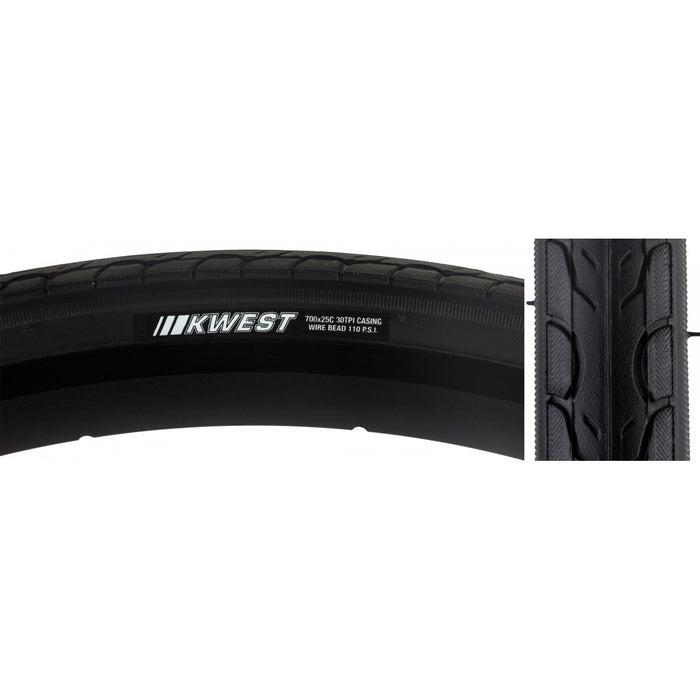 Kenda Kwest K193 Tire Clincher, Wire, Black, 60tpi