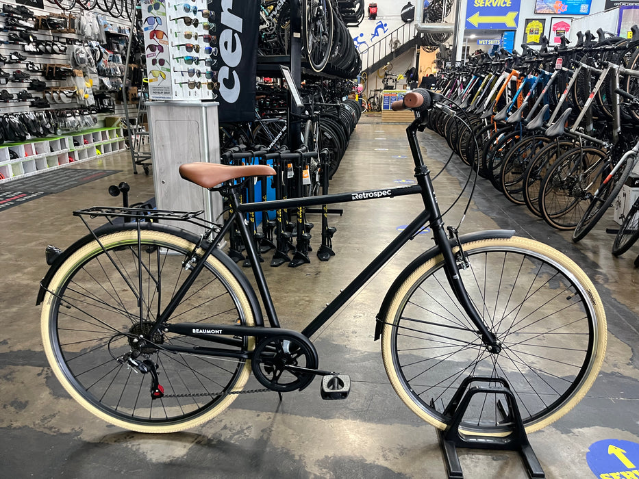 Retrospec Beaumont City Bike - 7 Speed - Matte Black DEMO