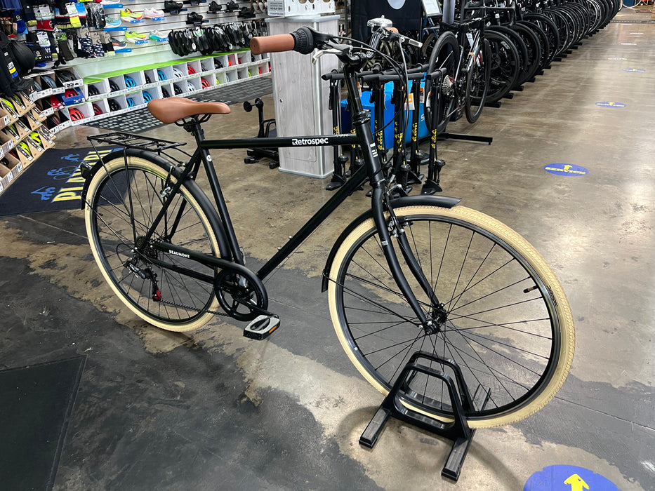 Retrospec Beaumont City Bike - 7 Speed - Matte Black DEMO