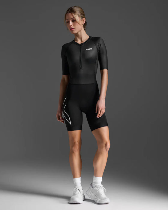 2XU Women's Core Sleeved Trisuit - Black/White